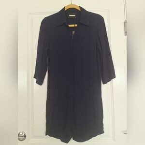 NWT Monrow Black Crepe Zip Up Romper S